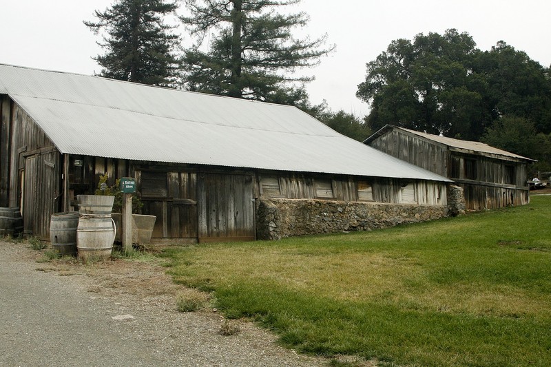 Picchetti Brothers Winery — the wine tasting barn and several historic buildings at Picchetti Ranch, in the Santa Cruz Mountains, Santa Clara County, California. 