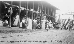 Mormon Refugees at Long Lumber Yard, 1912. Courtesy of UTEP and Library of Congress