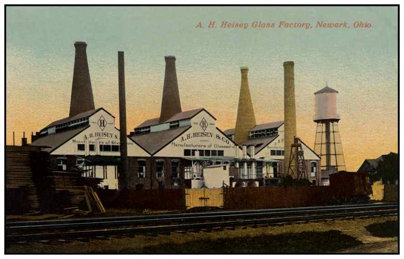 The Heisey Glass Factory. The buildings still remain, although the tall smokestacks have been removed.