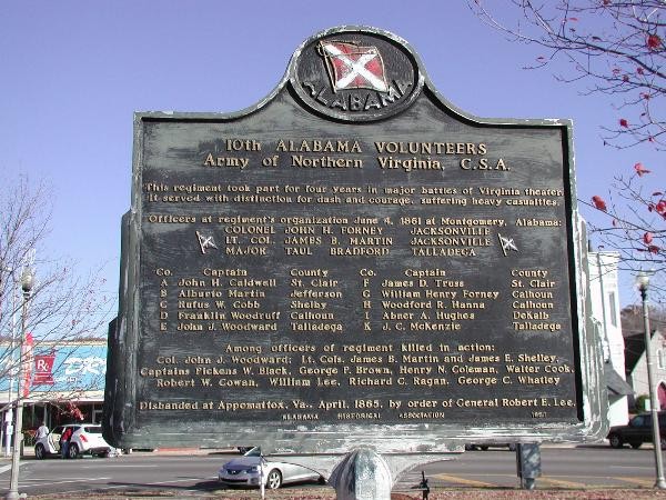 This monument honors the men of the 10th Alabama Volunteers of the Army of Northern Virginia