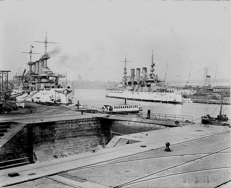 USS Connecticut and Nebraska in the yard in 1909