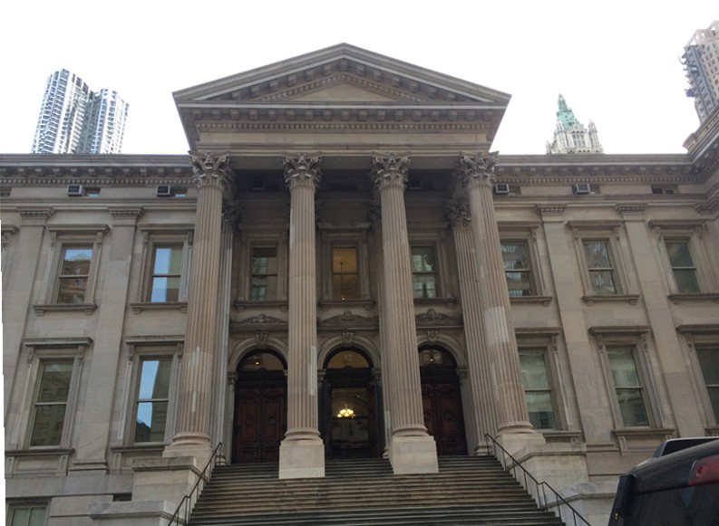 The front view of the Tweed Courthouse building. 