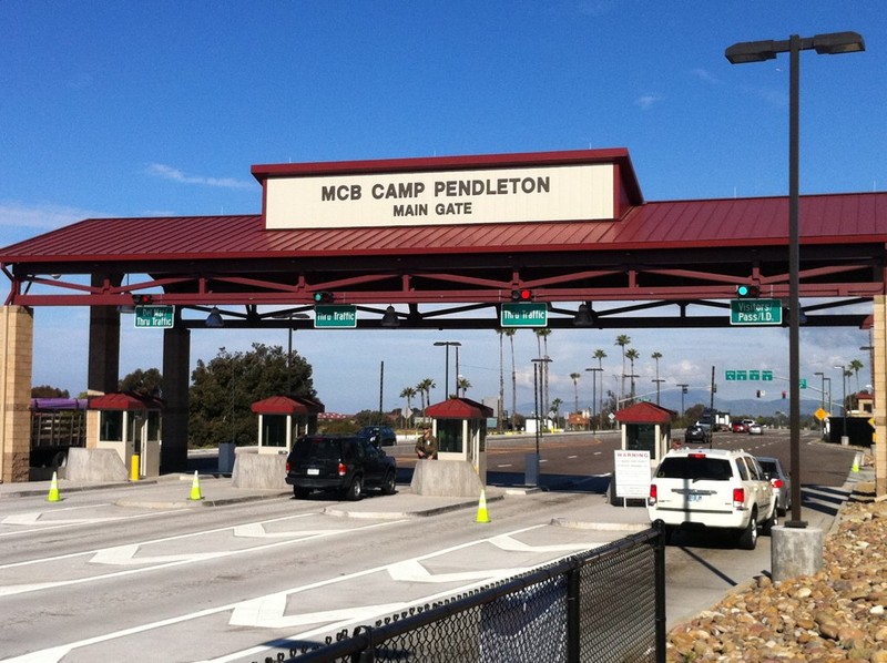 The main gate for Camp Pendleton