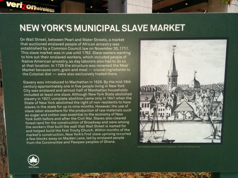 New York's Municipal Slave Market plaque