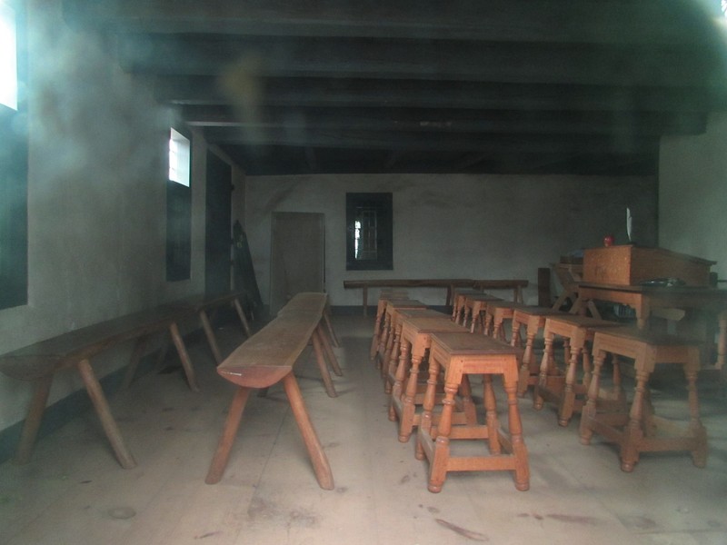 The building is used as a historic site and made to resemble its colonial appearance as a school and meeting house. 