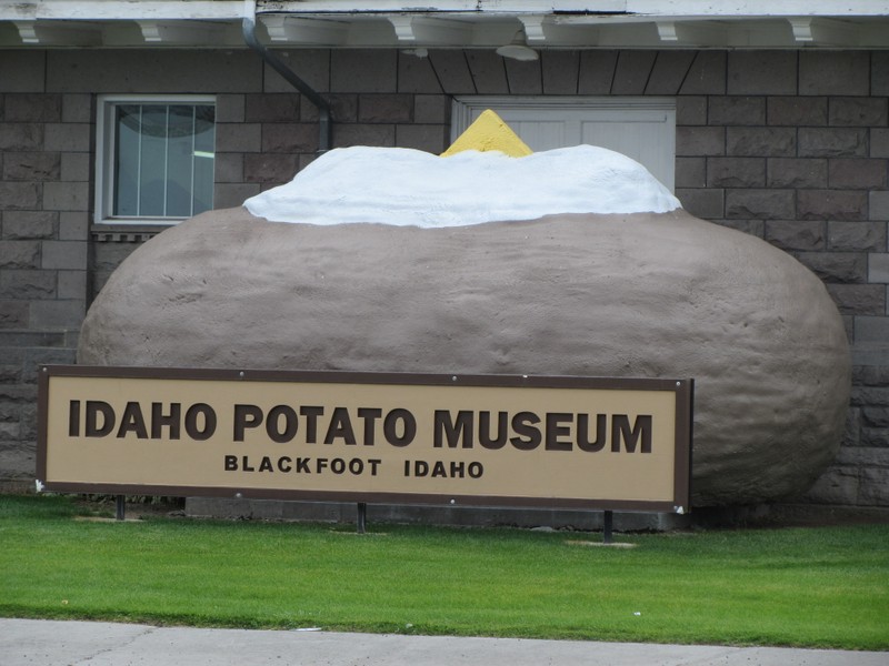The large potato that denotes the name of the Idaho Potato Museum, located in Blackfoot, Idaho.