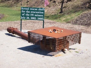 The rescue shaft which brought up the nine miners from 240 feet below