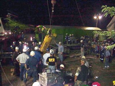 Rescuers working to bring the miners to the surface