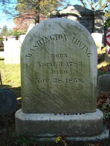 Washington Irving's headstone at Sleepy Hollow Cemetery 