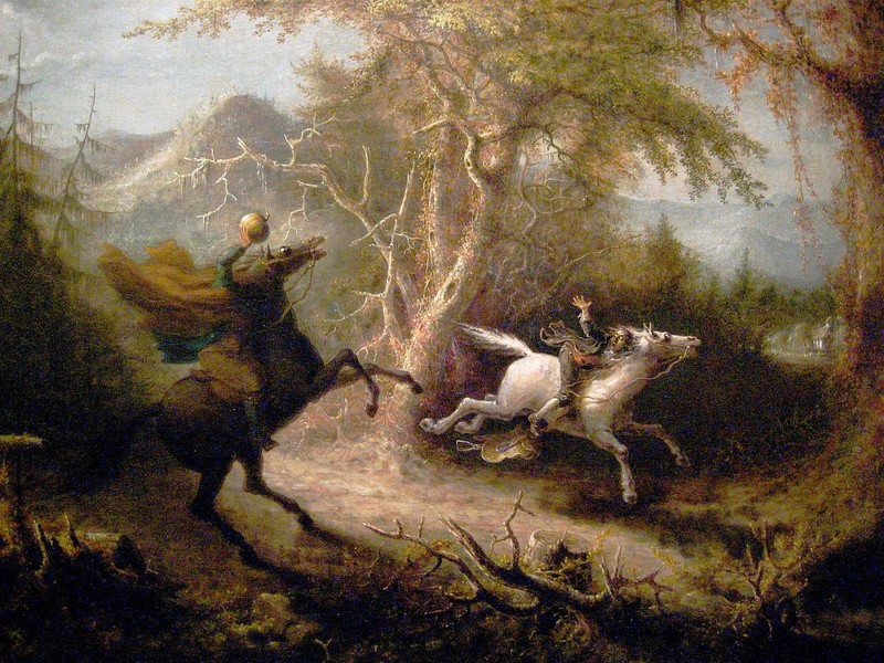 The Headless Horseman Pursuing Ichabod Crane by John Quidor, 1858