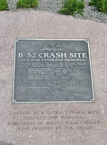 The historical marker showing the place where the B-52 crash happened. Seven fatalities were reported.