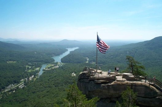 Chimney Rock is a beautiful park with many trials, such as the popular Hickory Nuts Falls Trail leading to a 400-foot waterfall--the second largest of its kind in the US. Chimney Rock State Park also offers rock climbing. 