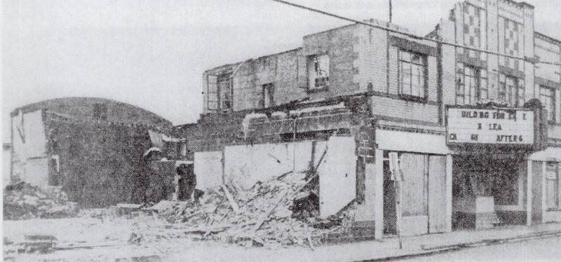 Urling's second theater, the Victory (named for its construction during WW2), awaits demolition to make way for a Haddad clothing store in 1969. The LaBelle is the oldest surviving theater in South Charleston.