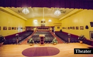 The auditorium as viewed from the stage.The original auditorium seated 400-500 moviegoers.