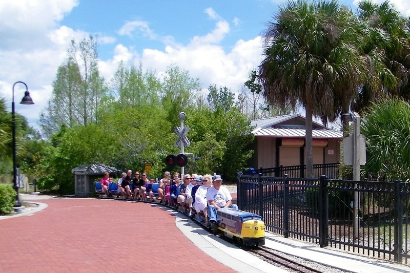 Riders enjoying the 15 minute ride on the scale model train