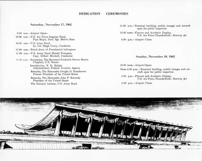 A copy of the program from the grand opening of the airport on November 17, 1962.