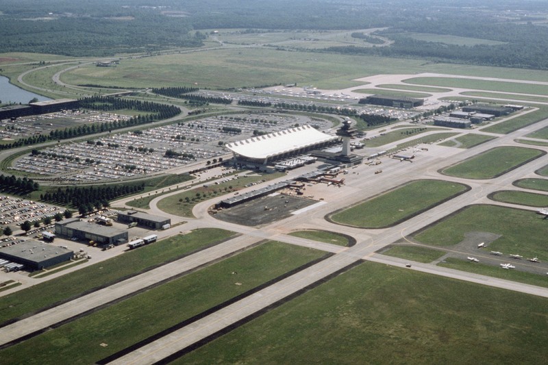 Aerial view of Dulles International Airport