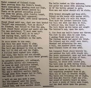 A poem about the "battle" by Battalion member, Levi Hancock. Courtesy of the Arizona Historical Society