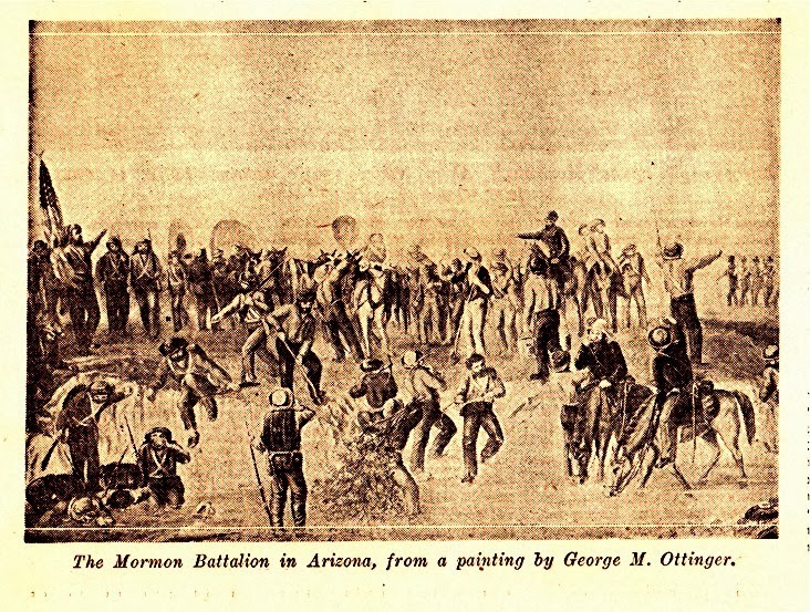 1860s rendition of the Battalion traveling through the Arizona Sonora Desert.