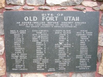 Plaque on marker with names of original settlers