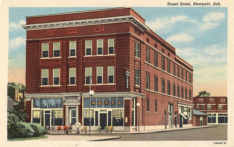 A postcard of old building.