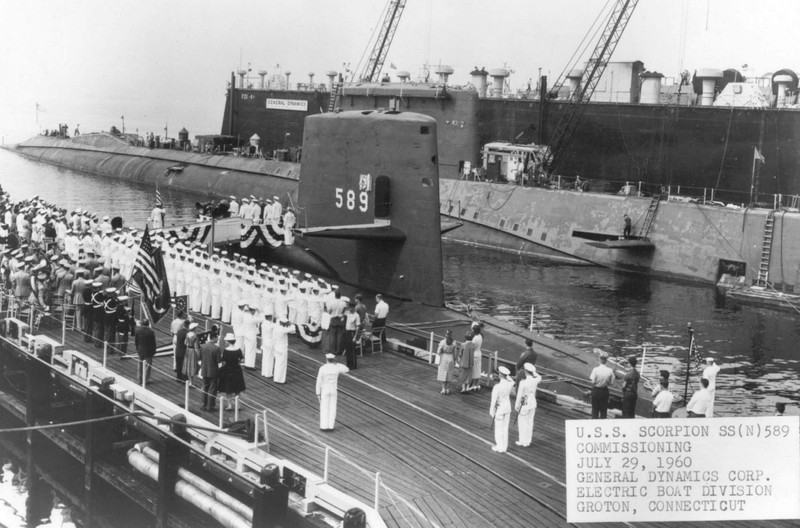 Commissioning of the U.S.S. Scorpion, 29 July 1960.  Photo # USN 1051824, courtesy of Scott Koen and ussnewyork.com.
