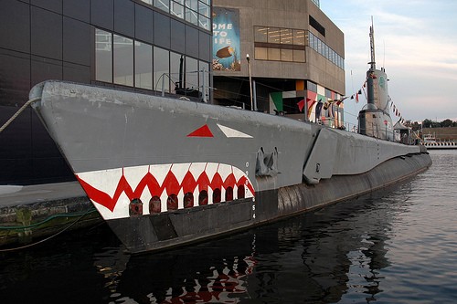 The submarine is one of four historic battleships on display in the Inner Harbor.