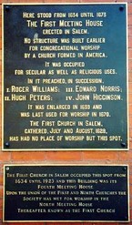 Plaque from the First Meeting House in Salem