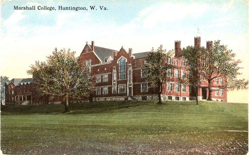 This 1910 postcard shows Old Main with its new Gothic-style main entrance. The exterior of the building has remained largely the same since 1907.