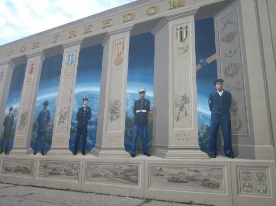 A mural honoring members of the U.S. Military