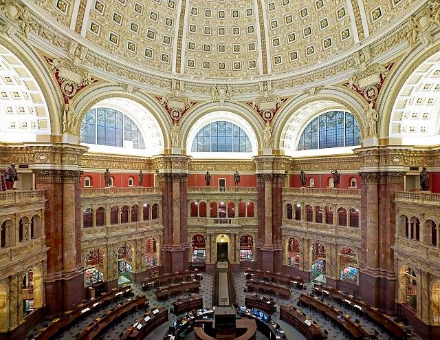 The main reading room of the Library of Congress.