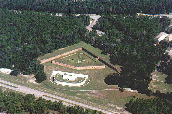 Aerial view of the fort and water battery