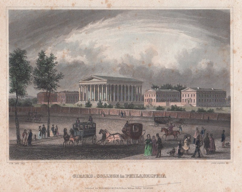 1851 print depicting original Girard College buildings