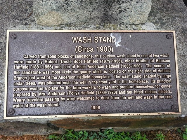 The plaque which adorns the wash stand