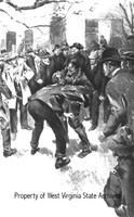 Drawing from "American Vendetta" depicting the murder of Ellison Hatfield