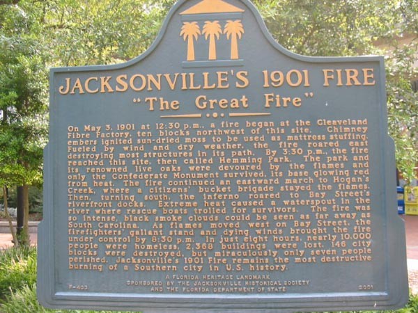 This historical marker offers a brief history of the third-worst urban fire in American hsitory