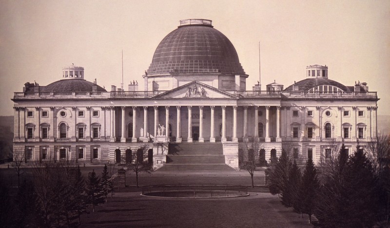 A daguerreotype photograph of the Capitol in 1846. Photo from Library of Congress.