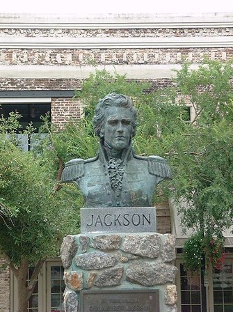 Bust of Andrew Jackson, on the spot where he was sworn in as territorial governor. 