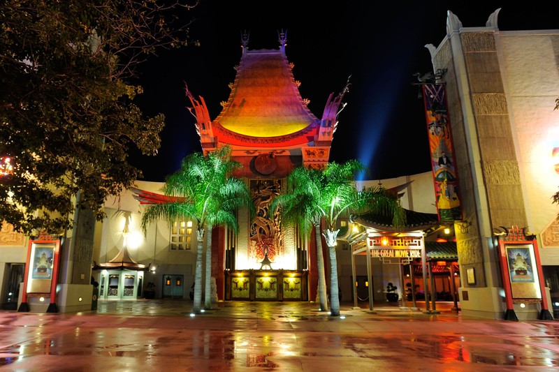 The Chinese Theatre at night.