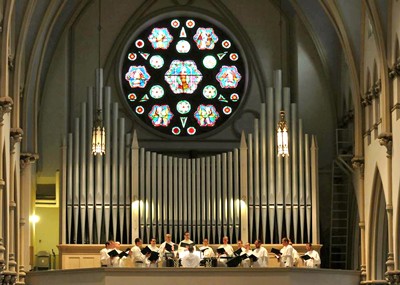 The church is home to one of only a handful of remaining Roosevelt Organs. This organ was installed in 1887-shortly after the completion of the "new" church building following the fire that destroyed to original structure.