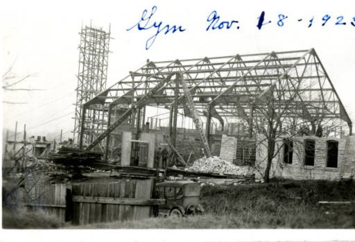 Ganfield Gymnasium under construction circa 1923.