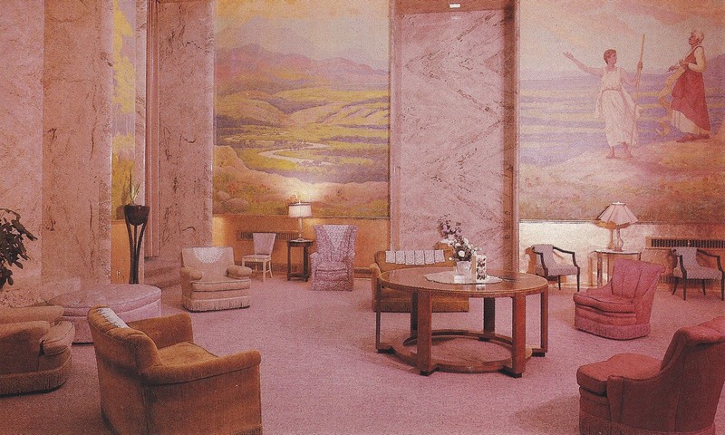 Published photo by the LDS church of a portion of the Celestial Room inside temple