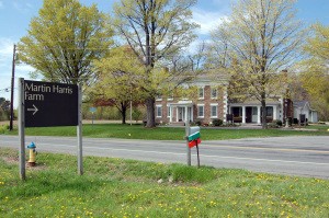 Roadside marker for Harris farm. 