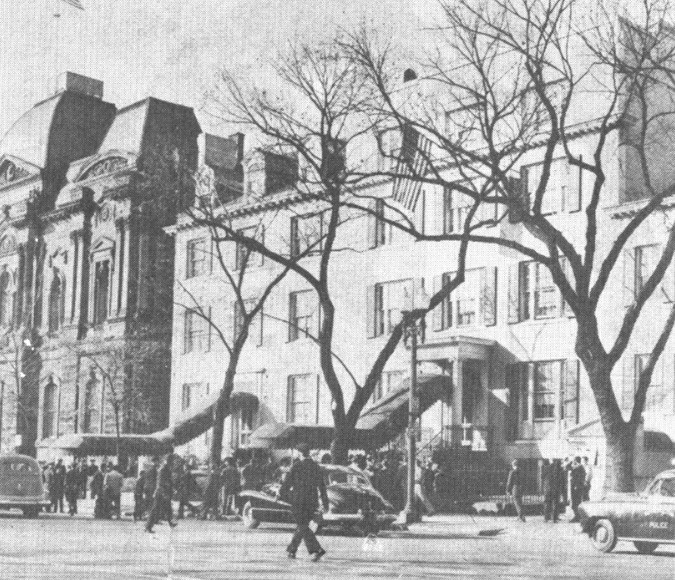 Blair House on November 1, 1950 after the failed attempt to assassinate Truman. (Unknown source)