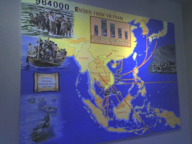 Map showing the exodus of the Vietnamese.
