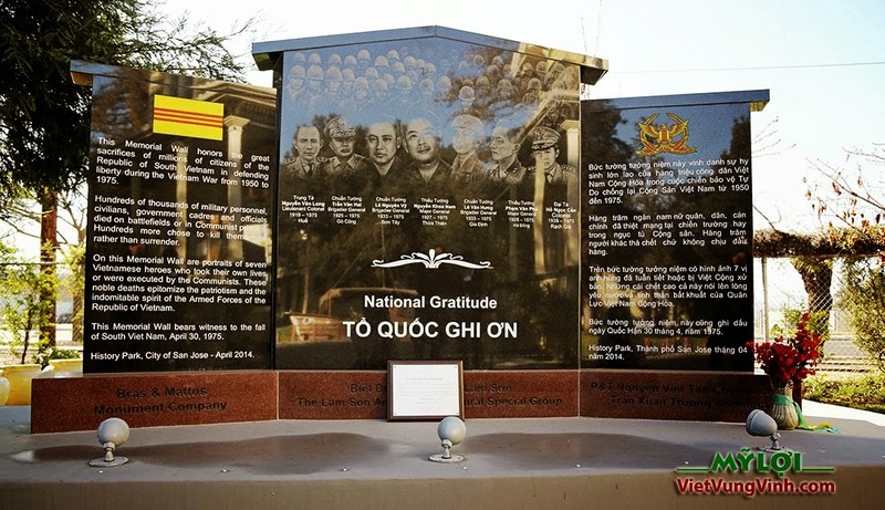 Memorial wall dedicated to the Republic of Vietnam and those who gave their lives defending it located near the Viet Museum.