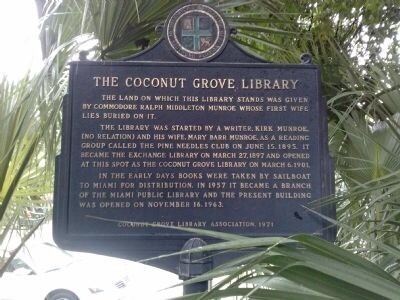 Coconut Grove Library marker 