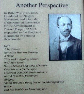 Present near the controversial monument is this marker, placed in 1995 in recognition of W.E.B. DuBois's perspective on the memorial.