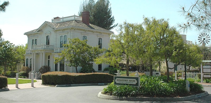 Entrance and exterior of the Rengstorff House.