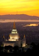 Oakland Temple overlooking parts of San Francisco and its bay 